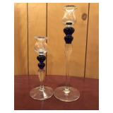 Polish Vintage Glass Candleholders