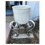 White Planter with Metal Stand