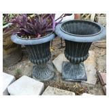 Black Tall Urns with Plants