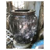 Large Brown Clay Pot With Plant