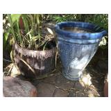 Blue Urn & Round Brown Pot Blue Urn & Round Brown Pot