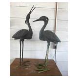 Pair of  Bronze Finish Crane Statues