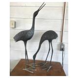 Pair of Bronze Finish Crane Statues