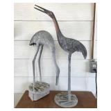 Pair of Bronze Finish Crane Statues