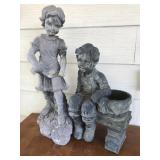 Girl & Boy Lawn Statues Girl & Boy Lawn Statues