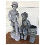 Girl & Boy Lawn Statues