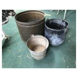 Group of Three Metal Buckets Group of Three Metal Buckets