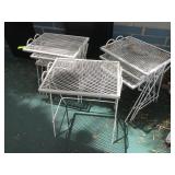 Group of White Stackable Metal Side Tables