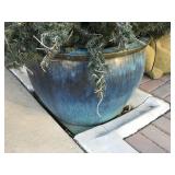 Blue Ceramic Pot with Christmas Tree