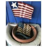 Group of Metal American Flag Signs