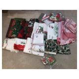 Large Lot of  Christmas Tableclothes & Napkins