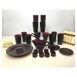 Cape Cod Ruby Glassware by Avon. Plates,