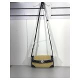 Brighton Black Leather & Rattan Clutch.Bowtie w/