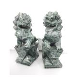 Pair of Heavy Stone FooDogs. 16in H