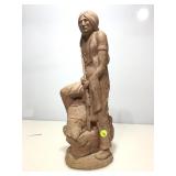 Native American Ceramic Statue 17in H