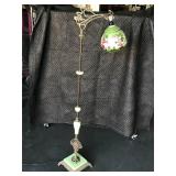 Painted Glass Shade Floor Lamp. 61in. Tested