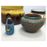 Signed Native American Pottery and Beaded S/P