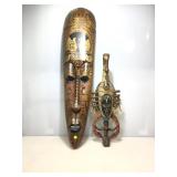 Two Large Wood Tribal Wall Decor