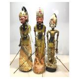 Three Wayang Golek Traditional Indonesian Stick