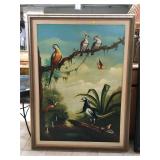 Large Vintage Painting on Canvas Signed by