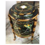 Round end table w/hand painted birds, approx 1.2