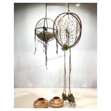 Dreamcatcher and candles. Decor items.