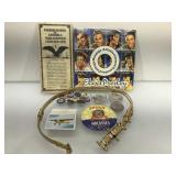 Assorted vintage pins and more