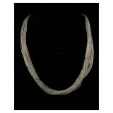 925 liquid silver, multi strand necklace 61 g