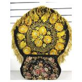 Embroidered Vintage purse and tapestry.