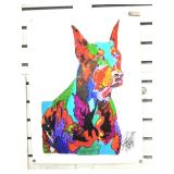 Doberman Pinscher multicolor print sign and