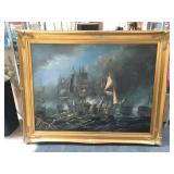 Large painting on canvas signed by artist, approx