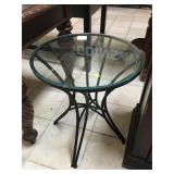Glass top side table w/metal body, approx 20