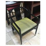Black chair w/green seat, has a few scratches
