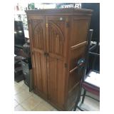 Vintage wood closet w/door and mirror, no key