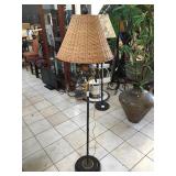 Metal floor lamp w/bird figure, approx 5 ft tall