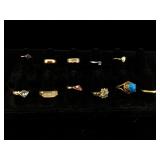 Costume rings with topaz, Pearl and more