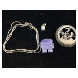 Sterling Broken necklace and brooch. 30 in