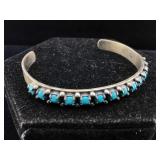 Sterling cuff bracelet With blue stones TW 16.2 g