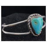 Sterling cuff bracelet with turquoise 12.1 g