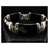 Sterling bracelet with black stones. Approx 7.5
