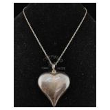 Sterling necklace with big heart pendant. Approx