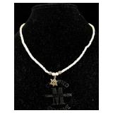 Sterling pearl necklace with Star of David