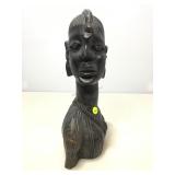 Wood tribal woman bust. 14x7.