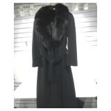 Coat with fur collar marked size 6. Made in USA.
