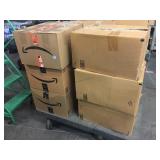 Cart of unsorted Amazon store returns