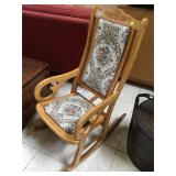 Vintage wood rocking chair w/padded seat
