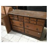 Vintage wood dresser w/mirror, approx 4 ft long