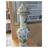 Porcelain Jar w/lid, approx 1.5 ft tall