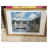 Framed Museum advertising print, approx 3 ft long