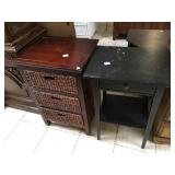 Pair of wood side tables, both need some TLC,